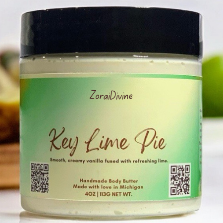 Key Lime Pie body butter jar on a white background