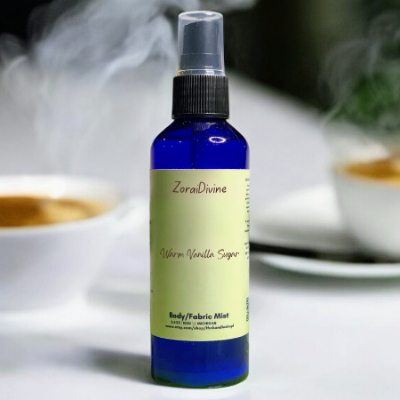 Body mist Warm vanilla sugar on a white background