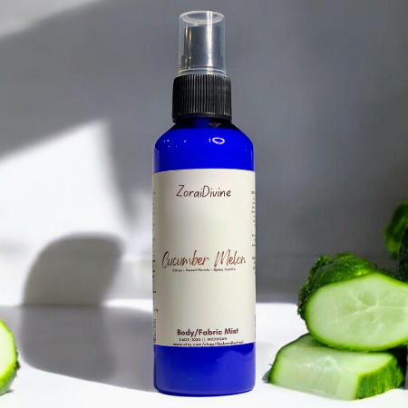 Body mist cucumber melon cucumbers on a white background