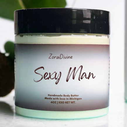 Jar of ZoraiDivine Sexy Man body butter on a light background